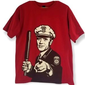 OBEY Red Police Graphic Tee Size L